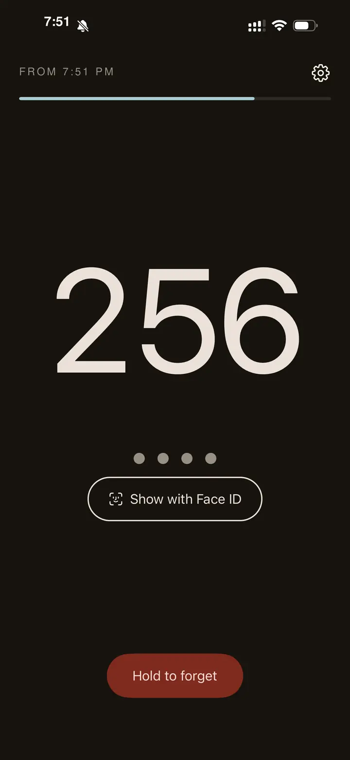LockerThing Face ID screen covering a saved code