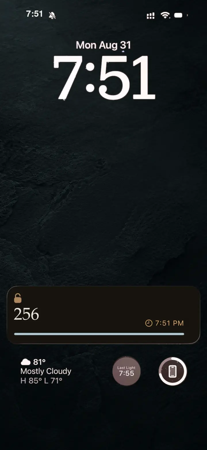 The LockerThing Live Activity on the Lock Screen showing locker 256 and its expiration time